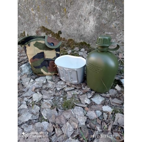 Фляга в чехле со стаканом US США, Alice, 0.85л, Woodland.