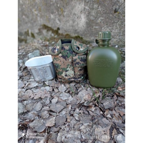 Фляга в чехле со стаканом US США, Alice, 0.85л, Woodland.