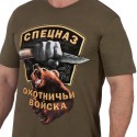 Футболка  Классическая с принтом "Охотничий спецназ" . Олива.