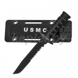 Нож нагрудный скрытого ношения Ka-Bar USMC в ножнах.